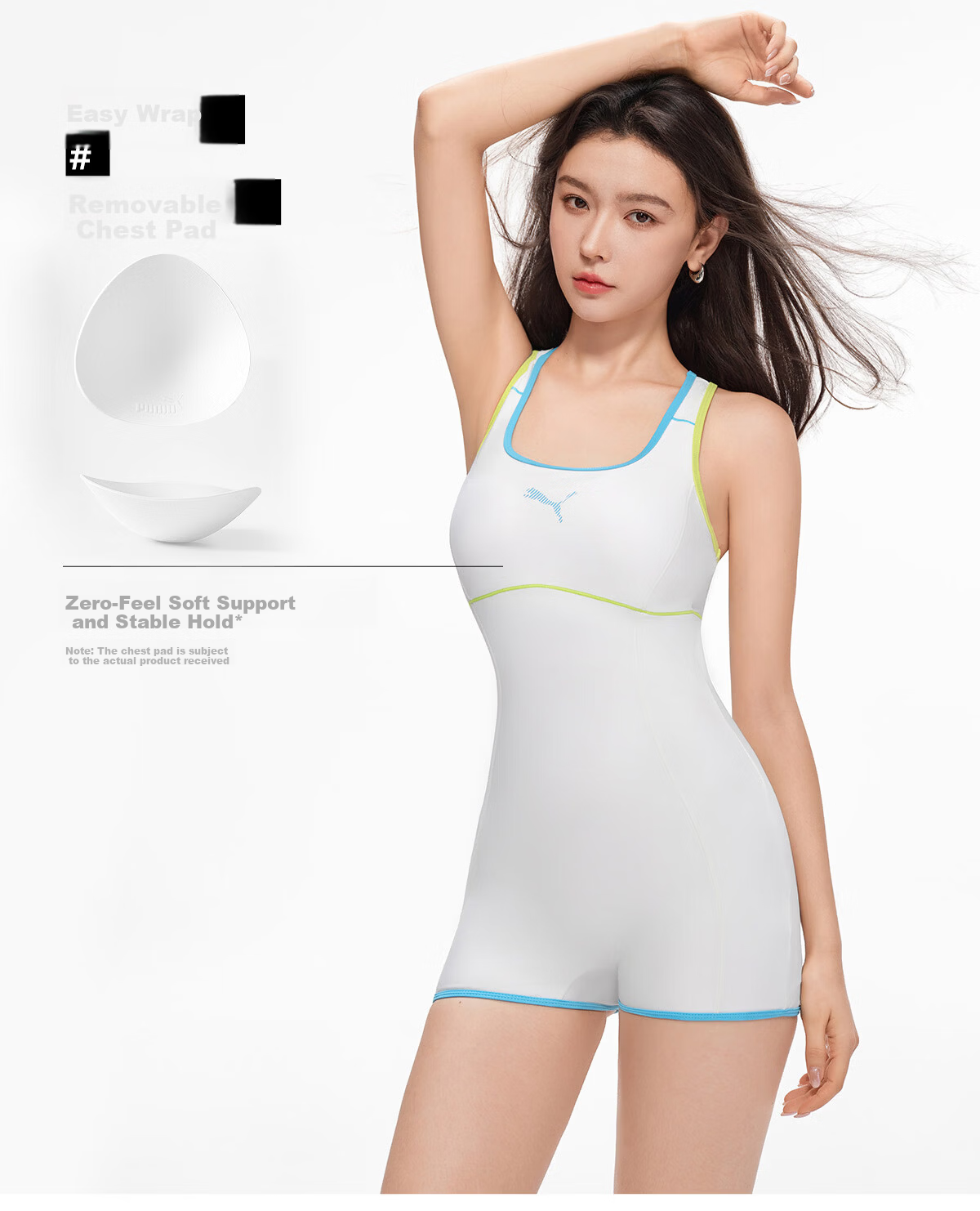 PUMA Women's One-Piece Swimsuit, Slimming And Concealing, High-Performance Racing Swimwear, Suitable for Hot Springs And Swimming Pools, Plus Size Equipment 9