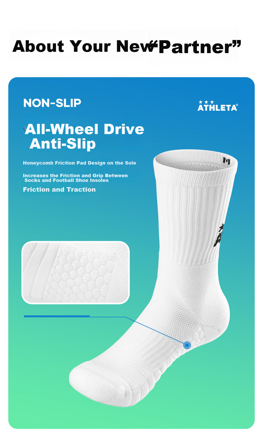 ATHLETA Soccer Socks Unisex Summer Mid-Calf Non-Slip Towel Bottom Durable Running Basketball Training Socks 3