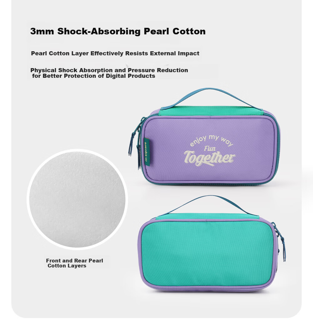 M Square Multifunctional Digital Bag Large Capacity Storage Cable Earphone Camera Organizer Portable Travel Bag Secret Green 13