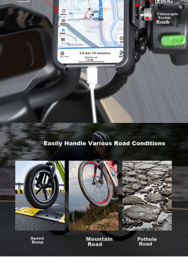 GUB Cycling Phone Mount One-Click Lock Rotatable Aluminum Alloy Road Mountain Bike Video Shooting Ring Style 4