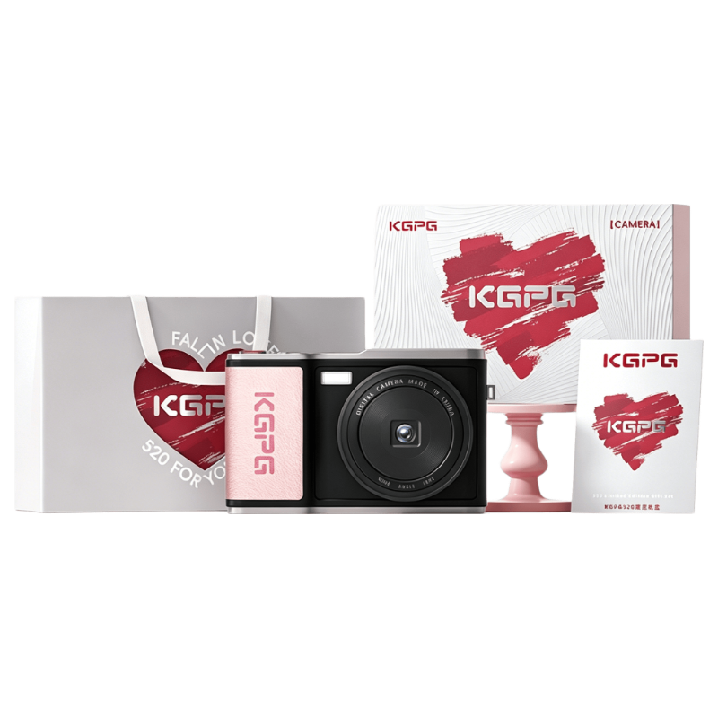 KGPG Digital Camera Flip Screen CCD Camera Student Selfie Travel Instant Camera Card Camera Valentine's Day 520 Gift for Girlfriend Children's Day Gift Box Pink