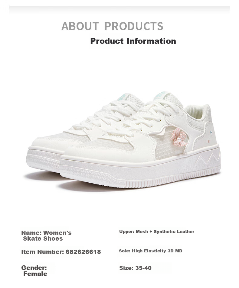361° Women's Sports Shoes Floral Breathable Casual Trendy Sneakers Spring Summer 682626618-2 1