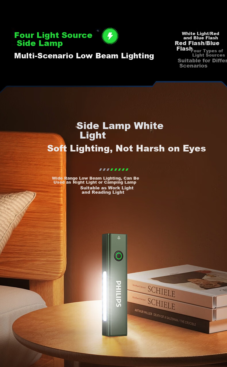 PHILIPS Flashlight, High Brightness, Magnetic Attraction, Household Use, Small Laser Pointer, Infrared Long-Range, Outdoor Lighting, Emergency Light, 6257GR 8