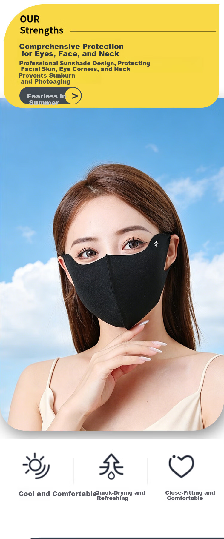 Haolebao Electric Scooter Sun Protection Mask High-Value UV Protection Hyaluronic Acid Adult Summer Thin Slimming Beauty Black 8