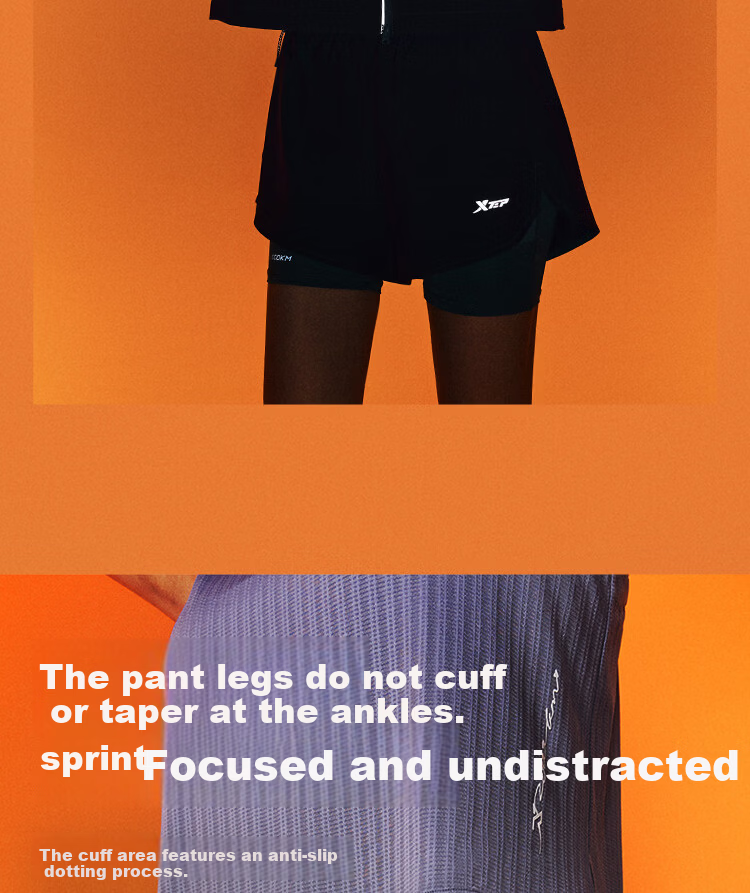 Xtep 2000KM PRO Men's Running Shorts Fake Two-in-One Breathable Quick-Dry Sports Training Five-Point Pants 39