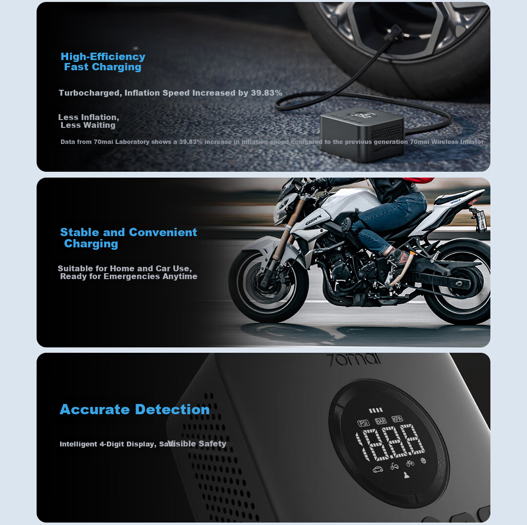 70MAI Wireless Air Pump 2 Car Portable Inflator Tire Pump for Bicycle Electric Vehicle Basketball 2