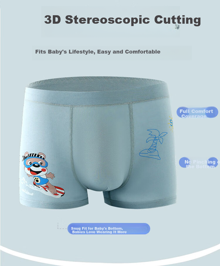 FENTENGCARE Boys' Cotton Antibacterial Boxer Briefs for Kids, Youth, and Teens, 7A Size, Autumn/Winter New 5-Pack 5
