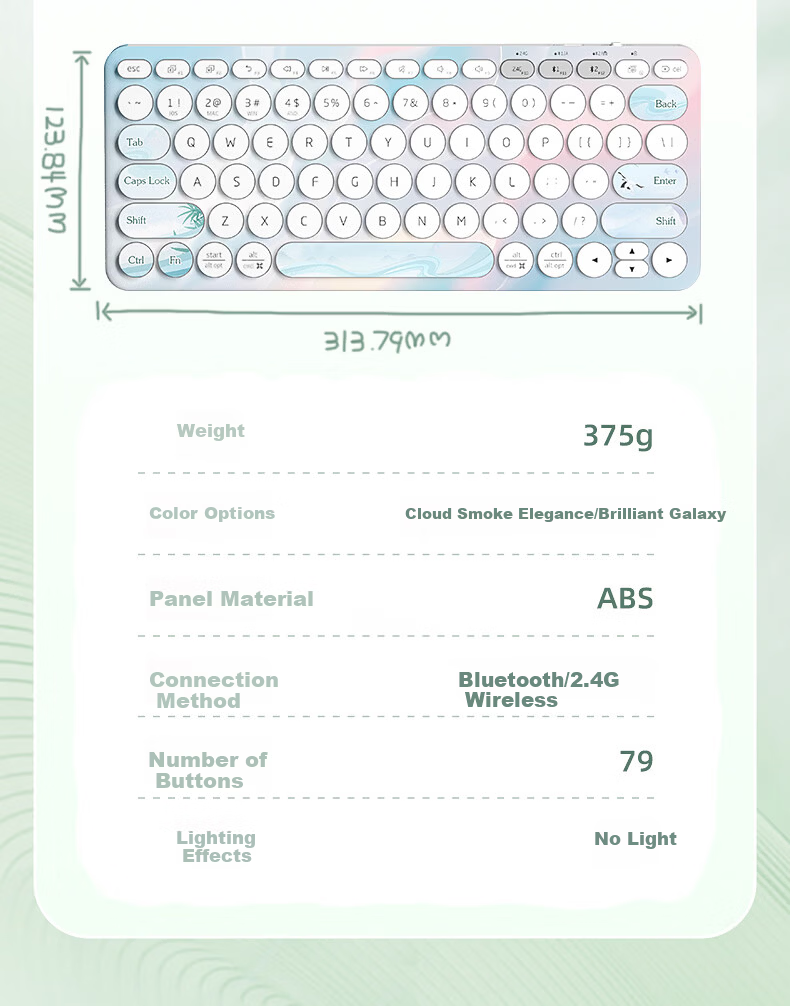 HP Wireless Bluetooth Keyboard Classic Chinese Style Three-Mode Silent Learning Office Keyboard 79-Key Portable Ultra-Thin Rechargeable Laptop Tablet Keyboard 17