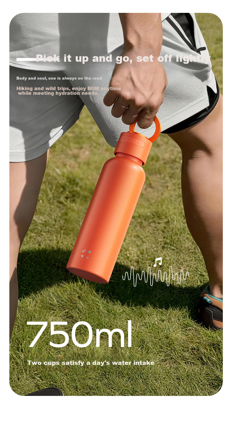 MOMAX Wireless Magnetic Music Thermos Speaker Cup - Waterproof Portable Bluetooth Speaker Water Bottle for Indoor Outdoor Sports, Creative Gift for Couples and Friends 9