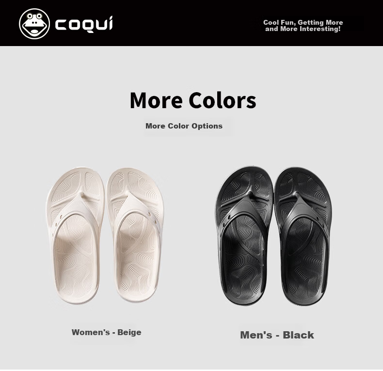 Coqui Men's Outdoor Beach Flip Flops Soft Cushioned Thick Sole Sandals Black Size 44-45 CQ2563 2