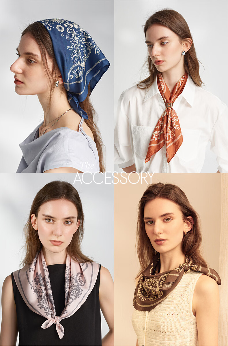 ELLE Modal Silk Scarf Women's Summer Fashion Versatile Casual Floral Print Square Neck Scarf New Gift 10