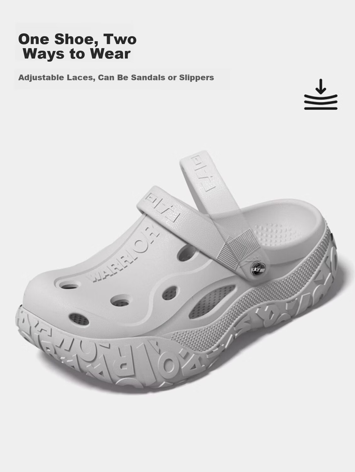 Warrior Men's Summer New Breathable EVA Non-slip Versatile Clog Sandals Closed-toe Outdoor Beach Shoes 0757 Cellar Gray 7