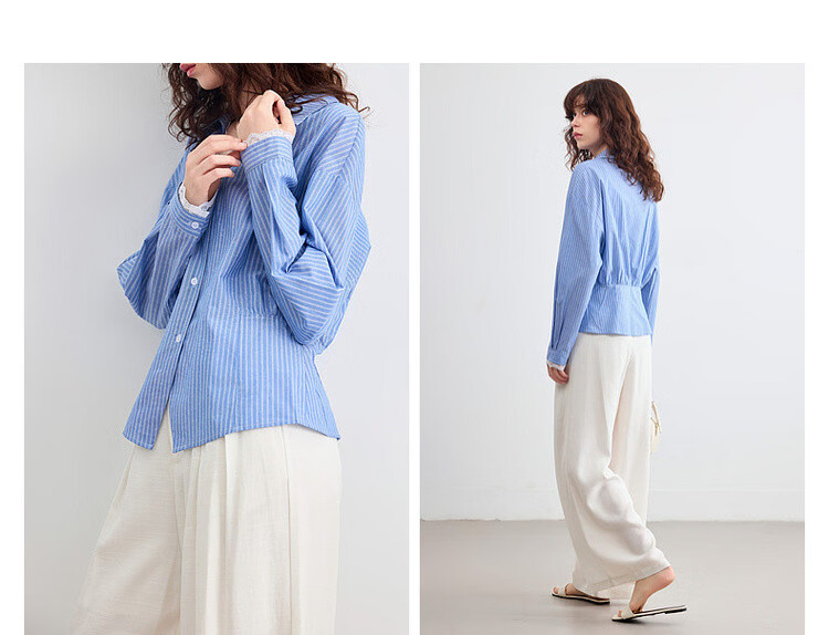 Demana Minimalist French Lace Collar Slim Fit Short Shirt for Women Spring Cloud Cotton 9
