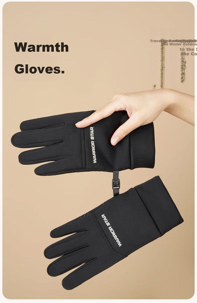 Warrior Winter Cycling Unisex Fleece Lined Warm Gloves Outdoor Windproof Cold Resistant Water-Repellent Touchscreen Driving Anti-Slip Gloves for Men 12