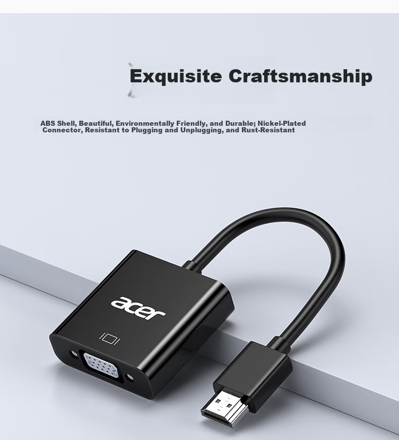 Acer HDMI to VGA Converter Adapter High-Definition Video Adapter for PC Laptop Xiaomi Box PS5 to Monitor Projector TV Display 18