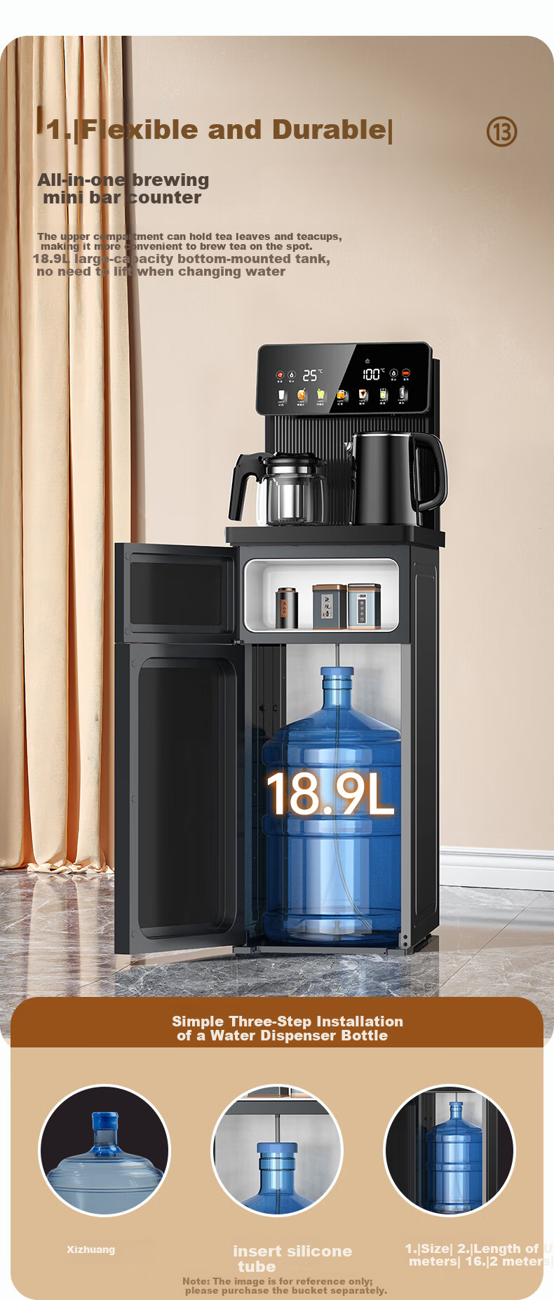 AUX Home Temperature-Controlled Tea Bar Machine Insulated Electric Kettle Multi-Temperature Intelligent Voice Remote Control Bottom Water Bucket Vertical Tea Brewer YCY-57 (Voice Version) 13
