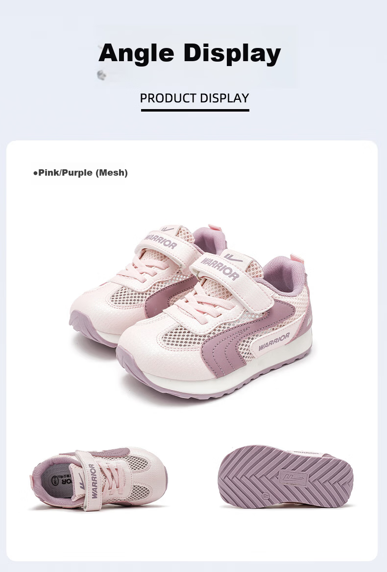 Warrior Girls' Summer Mesh Sports Shoes Breathable Kids' Single Mesh Training Shoes WZ-1945-1 Pink Rose Size 36 6