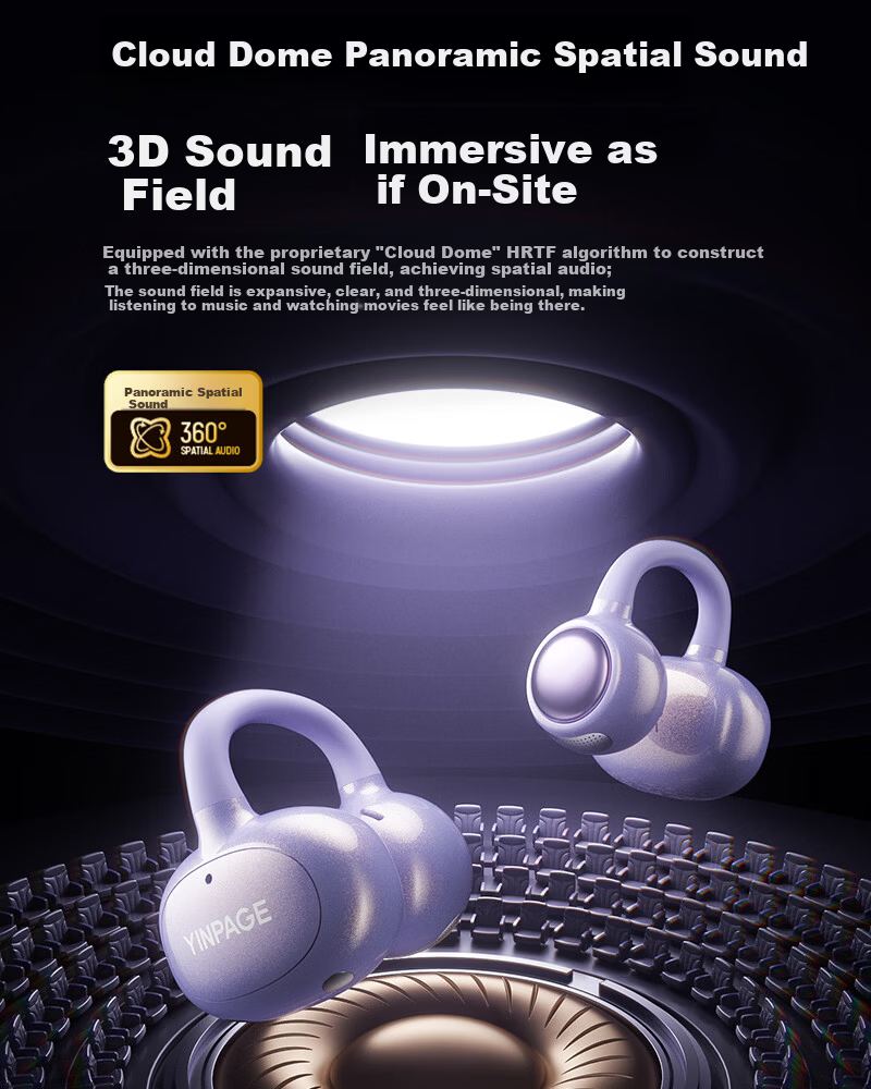 Yinbeiqi New ClipAir Wireless Bluetooth Earphones AI Translation Clip-On Bone Conduction Open-Ear Sports Earhooks for Apple Huawei 7