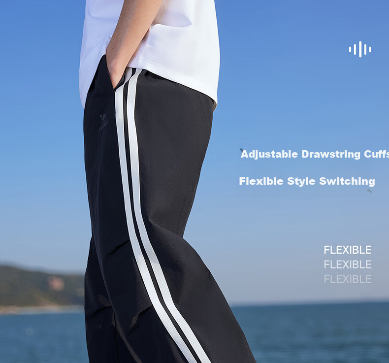 CAMEL Quick-Dry Straight-Leg Sports Pants Men Ice-Feel Sun-Protective Outdoor Paratrooper Pants C16BA6L6044 Phantom Black L 5