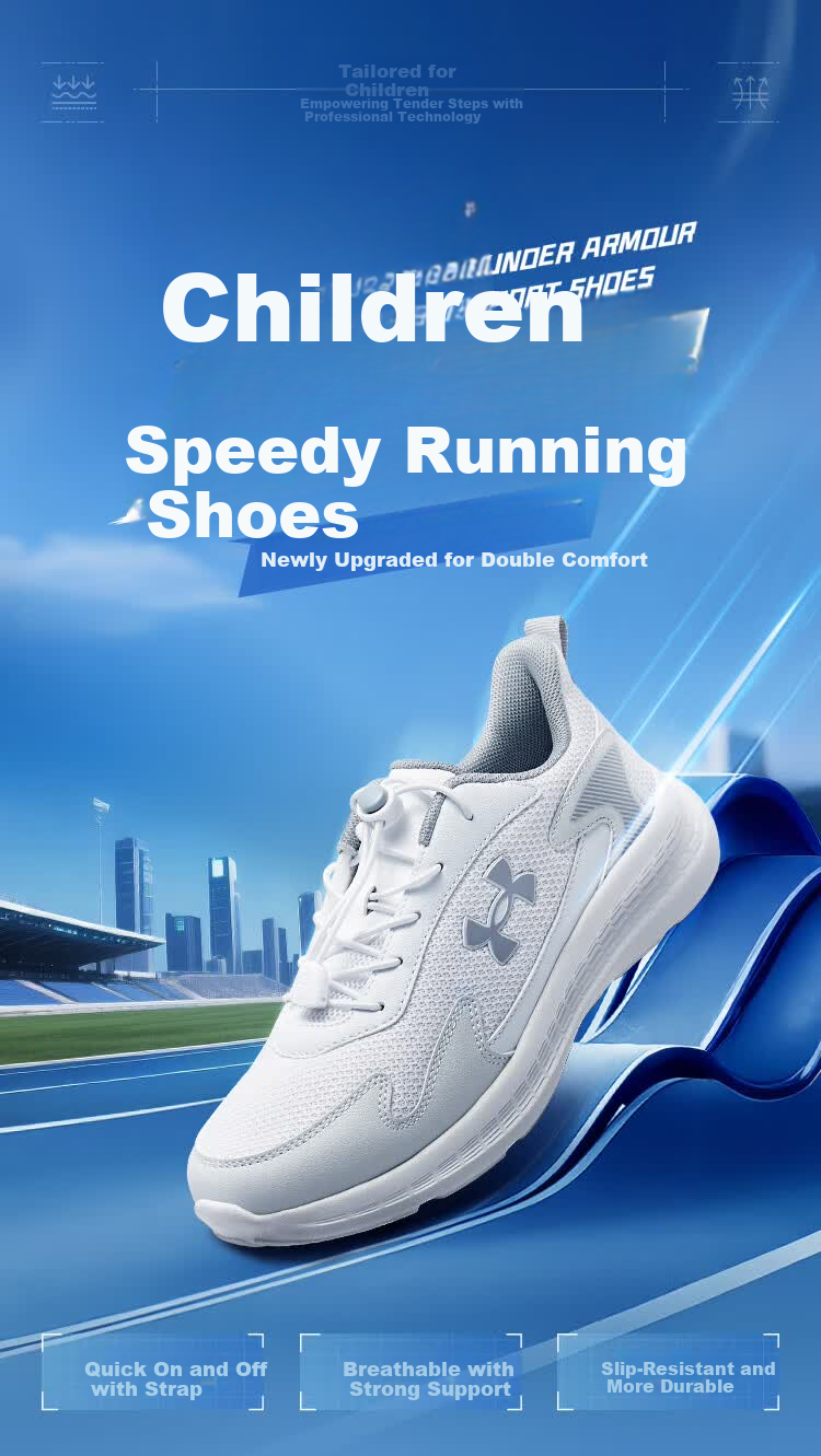 Under Armour Kids Speed Running Shoes Velcro Casual Running Shoes Boys Girls Autumn New Breathable Sneakers 1