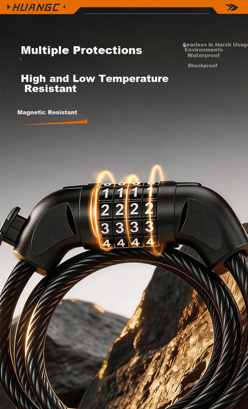 Huangchi Bicycle Lock [125cm Extended Anti-Theft] Four-Digit Combination Lock Uncuttable for Electric Bikes and Glass Doors 8