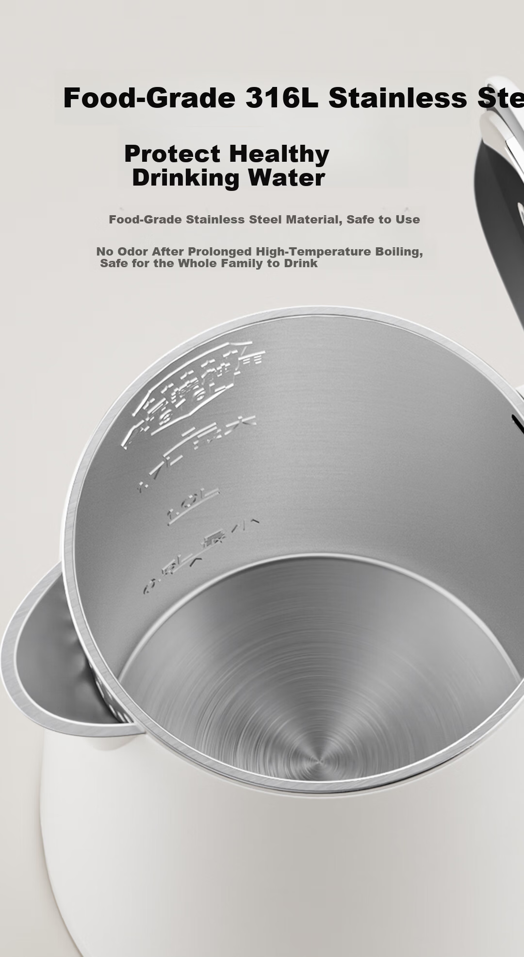 Haier Electric Kettle 1.7L 316L Food-Grade Stainless Steel Seamless Inner Liner Double-Layer Anti-Scald HSK-K617W3 5