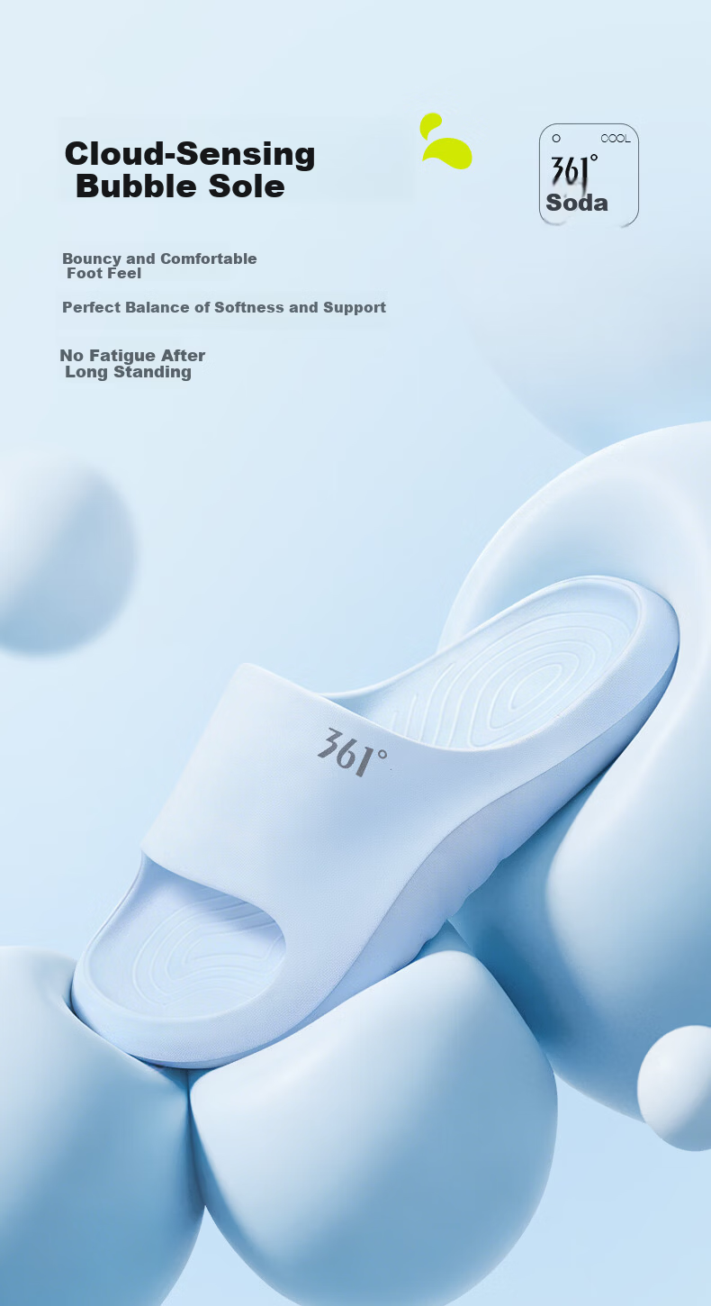 361° Soda Men's Slippers 2026 New Summer Lightweight Soft Sole Casual Home Shoes EVA One-Piece Molded Sandals 10
