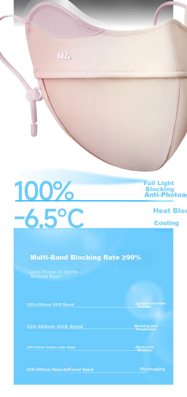 Beneunder Women's Full Face Sunscreen Mask UV Protection Face Cover Orange Sunset AL335 10