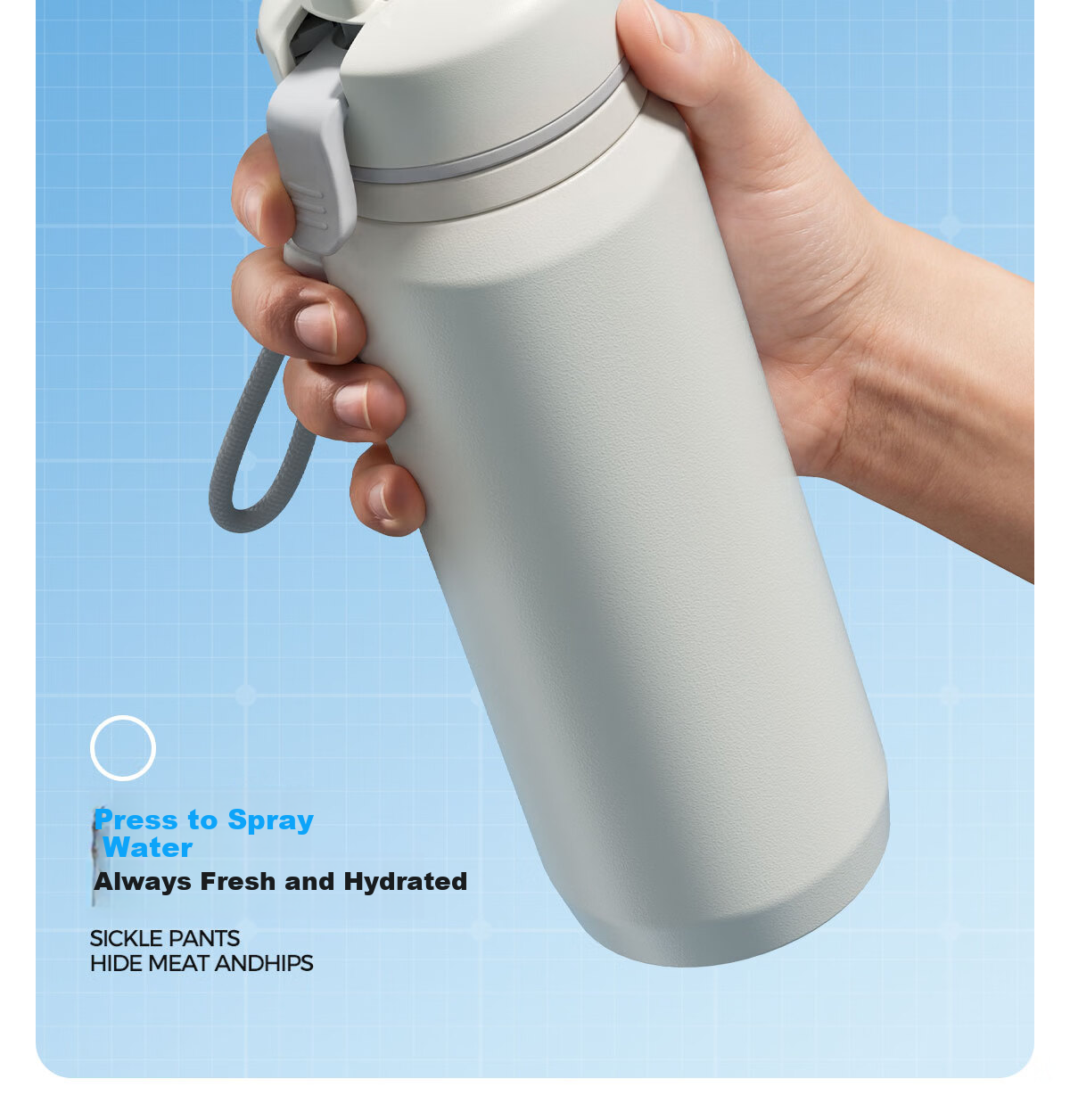 NRMEi Insulated Spray Water Bottle Large Capacity Student School Outdoor Sports Men's Summer Cooling Flask Cup 6