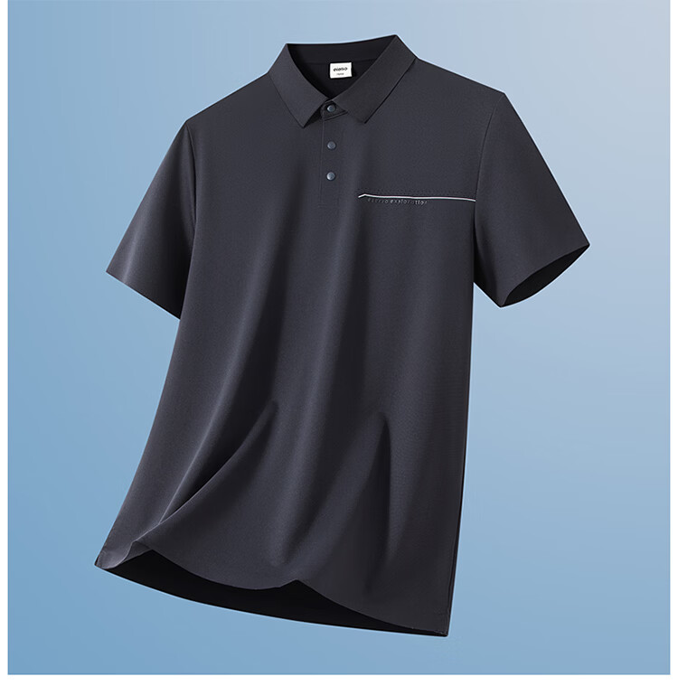 Edenbo Men's Short Sleeve Polo Shirt Modal Mulberry Silk Casual Top Dark Gray 170/88A (L) 16