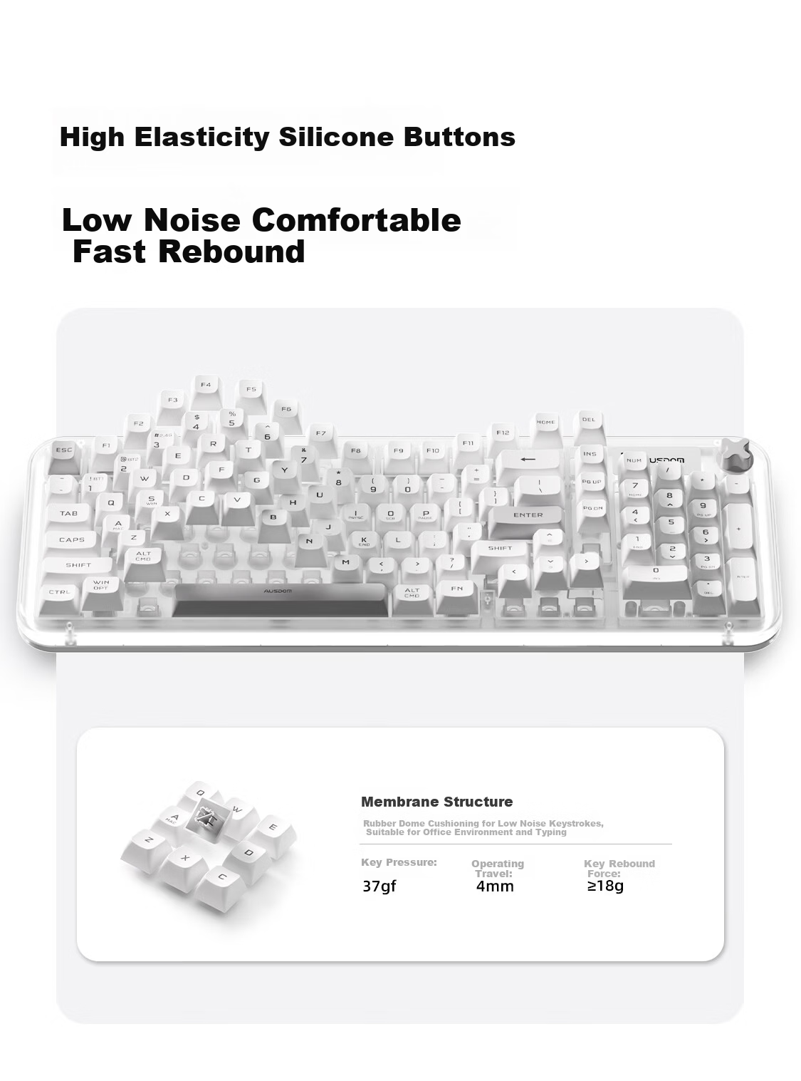 AUSDOM K98 Wired 98-Key Mechanical Feel Silent Keyboard with Volume Knob Backlit Office Gaming E-Sports Computer Keyboard Amber White Compatible with Laptop 4