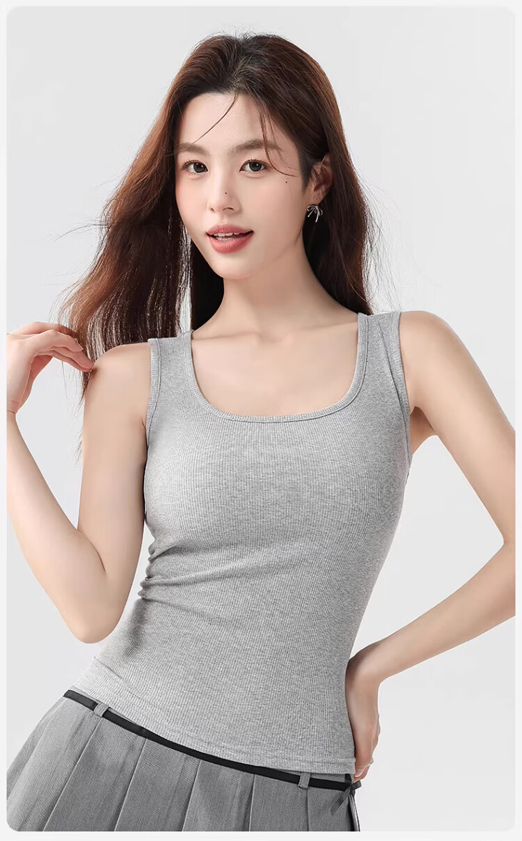 Langsha Pure Cotton Women's Camisole Vest Spring Summer Inner Wear Anti-Exposure Side Coverage Slim Fit Sleeveless Top 16