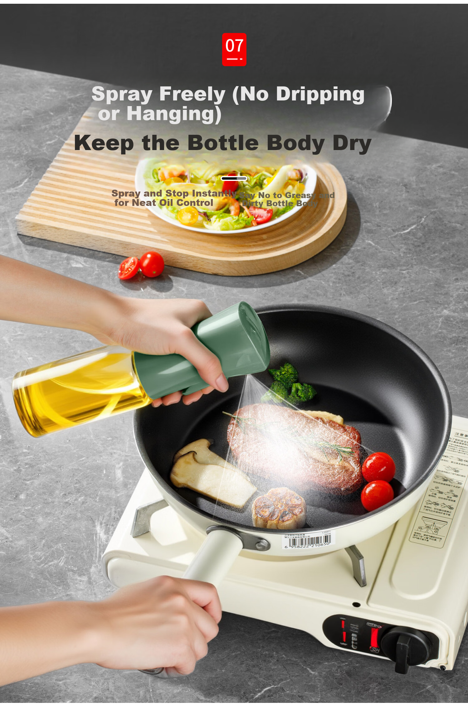 KATEI STORY Japanese Glass Oil Sprayer Kitchen Household Air Fryer Oil Bottle Spray Bottle Atomized Oil Container 5