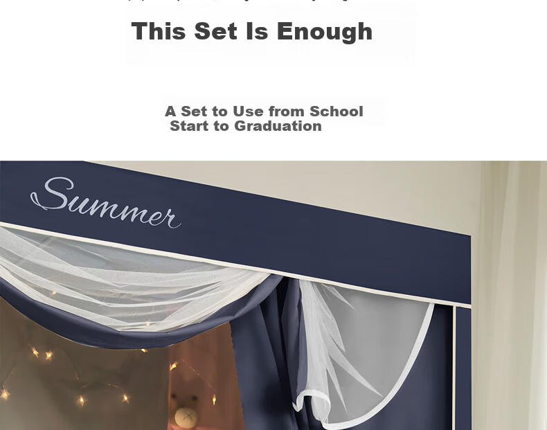 Belleace Mercury Home Textile Dormitory Student Blackout Mosquito Net Bed Curtain Upper Bunk 90*190cm 15