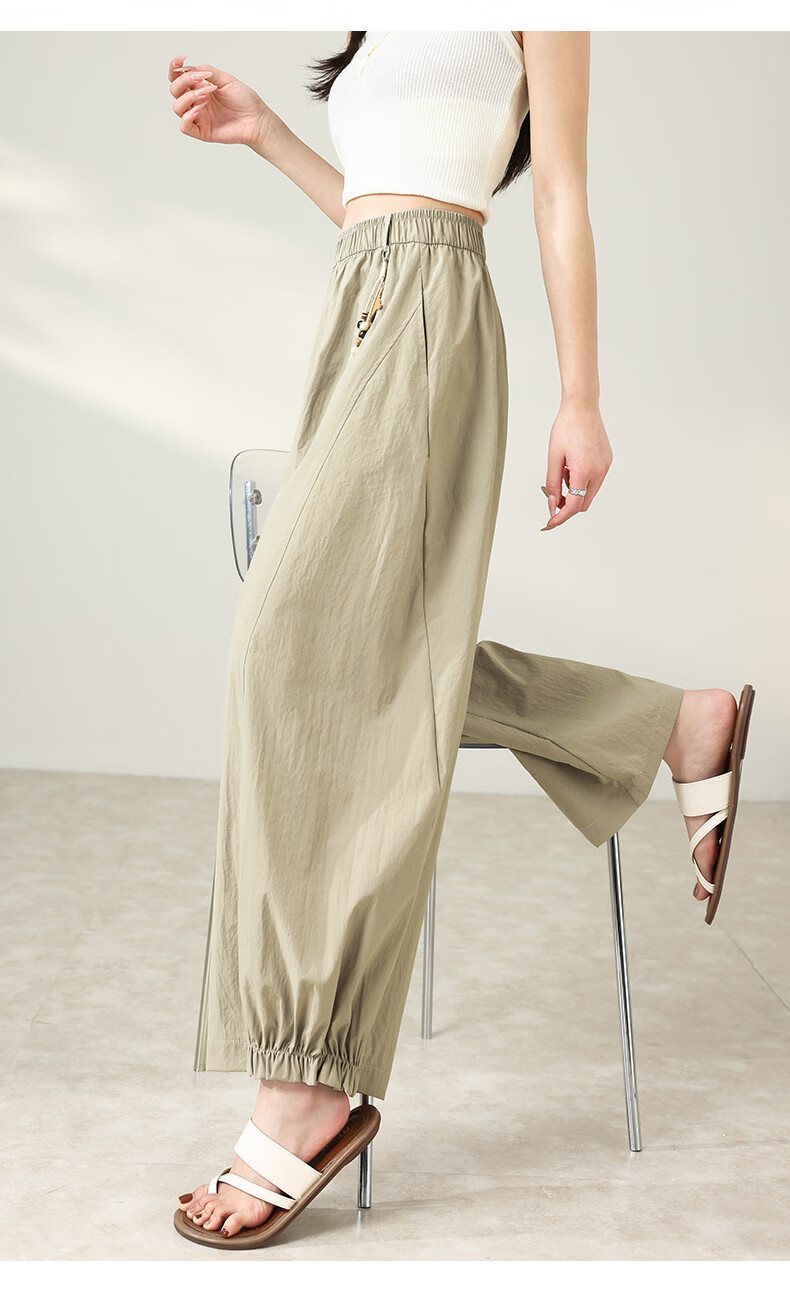 Xueqiman New Style Flower Bud Wide-Leg Pants Women Summer Thin Slim Ruffle Hem Small Size Nine-Point Casual Harem Pants 19