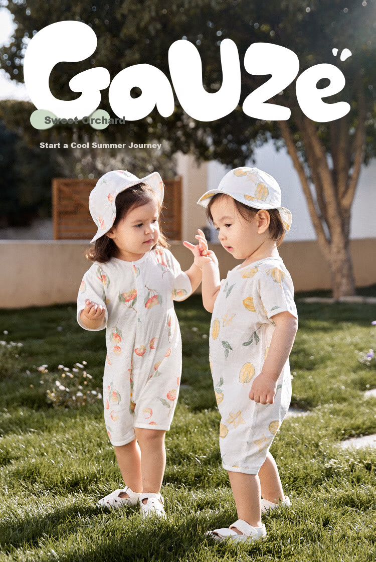 Wismorni Baby Muslin Short Sleeve Romper Summer Thin Infant Clothes Summer Jumpsuit Crawling Suit 1