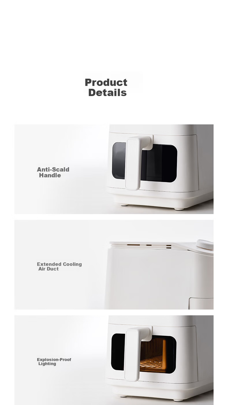 Olayks Instant Air Fryer 5L Large Capacity Multifunctional Electric Fryer with Flip-Free 3D Steam Roasting, Visible Window, 304 Stainless Steel Fully Automatic Electric Grill 23