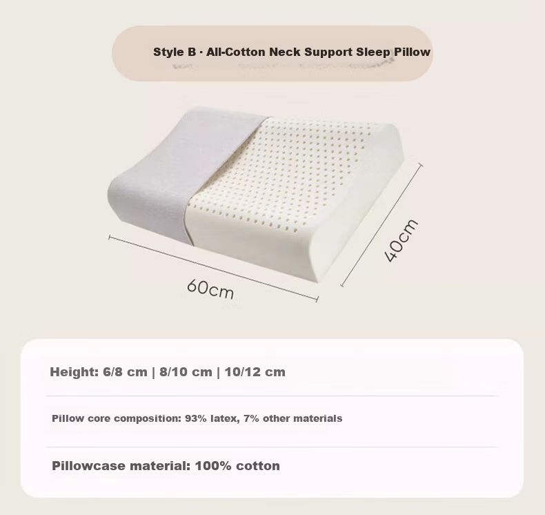 La Torretta Pure Latex Pillow, 93% Natural Latex, Imported from Thailand, Adult Cervical Spine Support Pillow Core, Wave Pillow, Medium Pillow 13