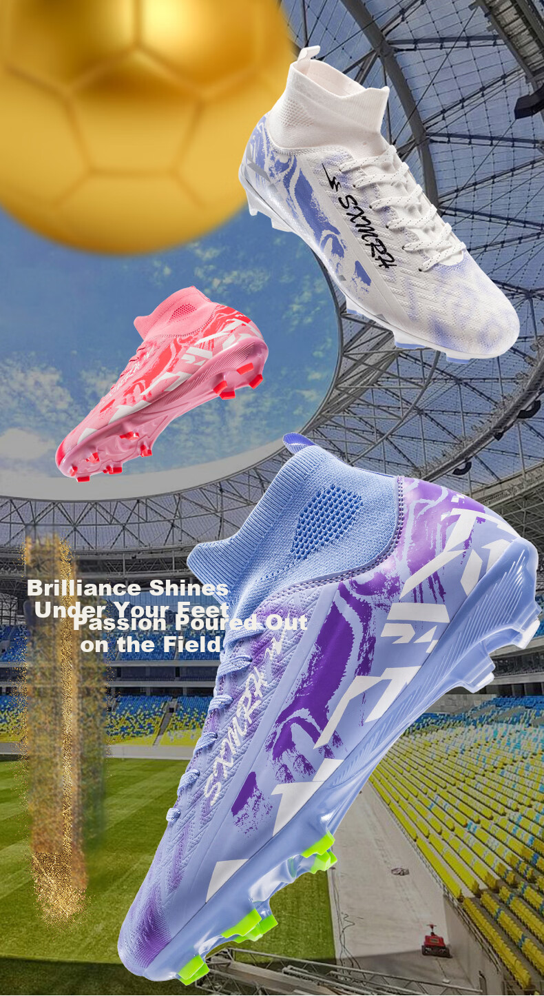 Shuangxing Men's FG Soccer Shoes Long Studs Adult Youth Kids Professional Training Cleats White Size 37 1