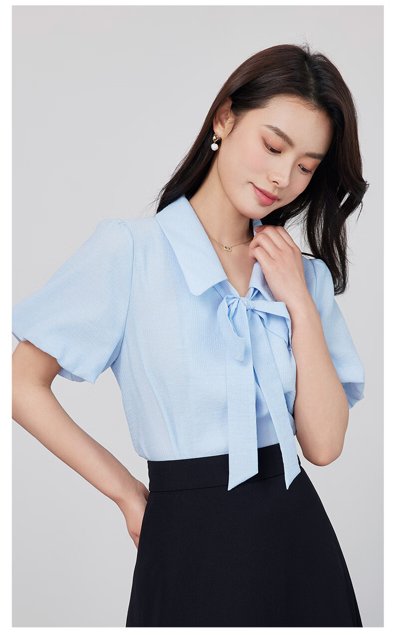 Dajiasi Blue Shirt Women 2026 Summer New Short Sleeve Fashion High-End Youthful Stylish Women's Blouse Top 13