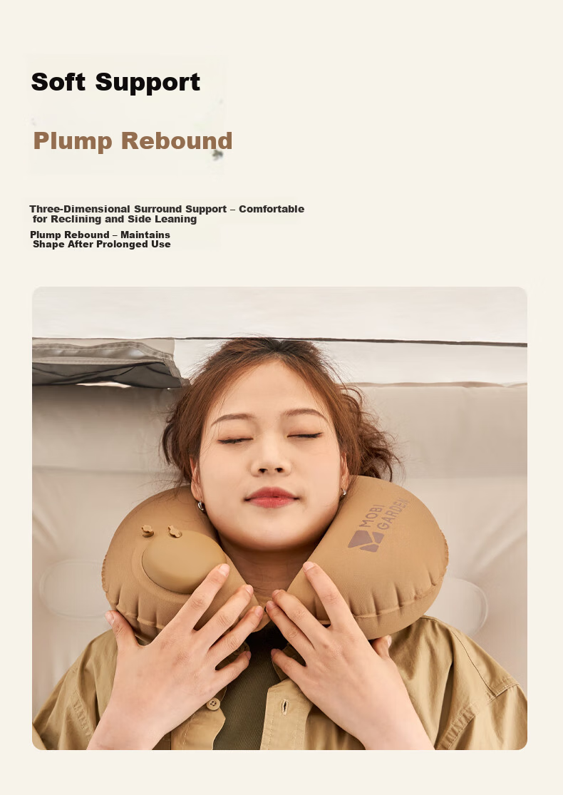 MOBIGARDEN Inflatable U-Shaped Neck Pillow for Outdoor Travel, Airplane, High-Speed Rail NX22663028 Warm Sand Color 3