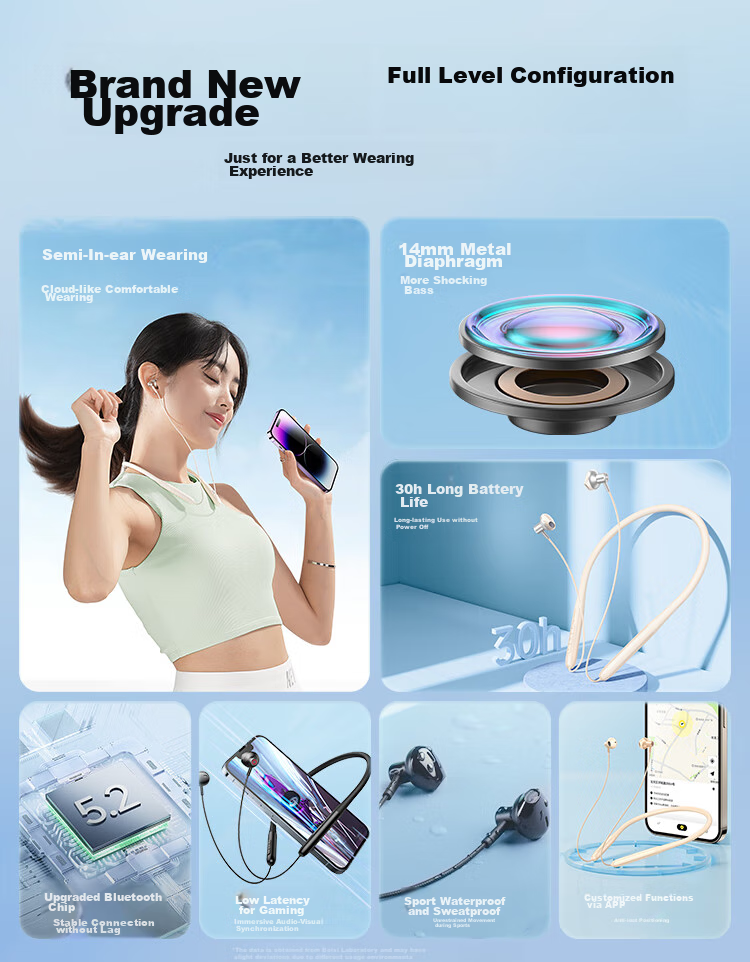 Baseus P1 Upgraded Neckband Bluetooth Earphones with Long Battery Life for Running, Wireless Noise-Cancelling Headphones Compatible with Apple, Huawei, Vivo, Honor, OPPO Phones 7