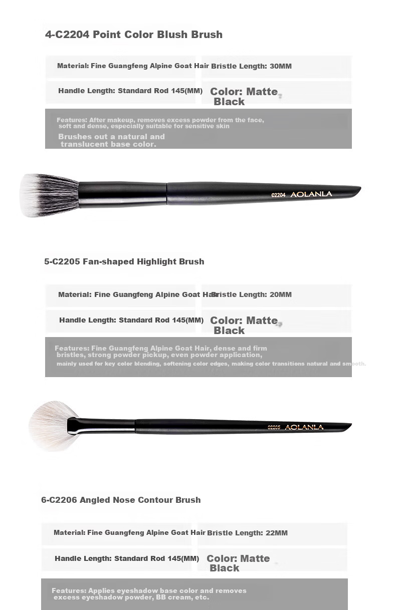 AOLANLA Ink Shadow Makeup Brush Set 13-Piece Foundation Eyeshadow Blush Brushes Portable Beauty Tools Holiday Gift 11