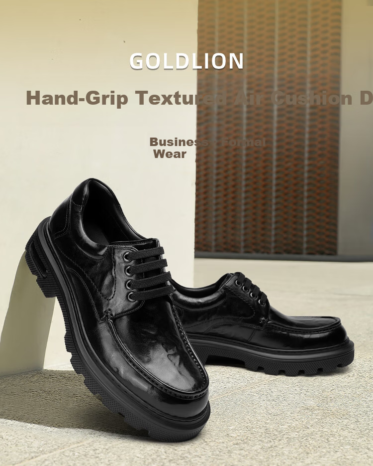 Goldlion Men's Business Dress Shoes Thick Sole Height Increasing Wedding Shoes G567530250AAA Black Size 44 [Spring Summer New] 1
