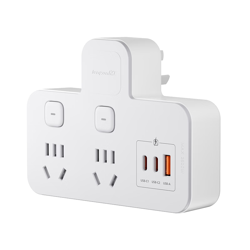 Lengon Socket Converter Wall Outlet Power Extension Adapter One-to-Multi Power Strip Converter 30W PD Fast Charging Independent Switch Wireless One-to-Five with USB Ports