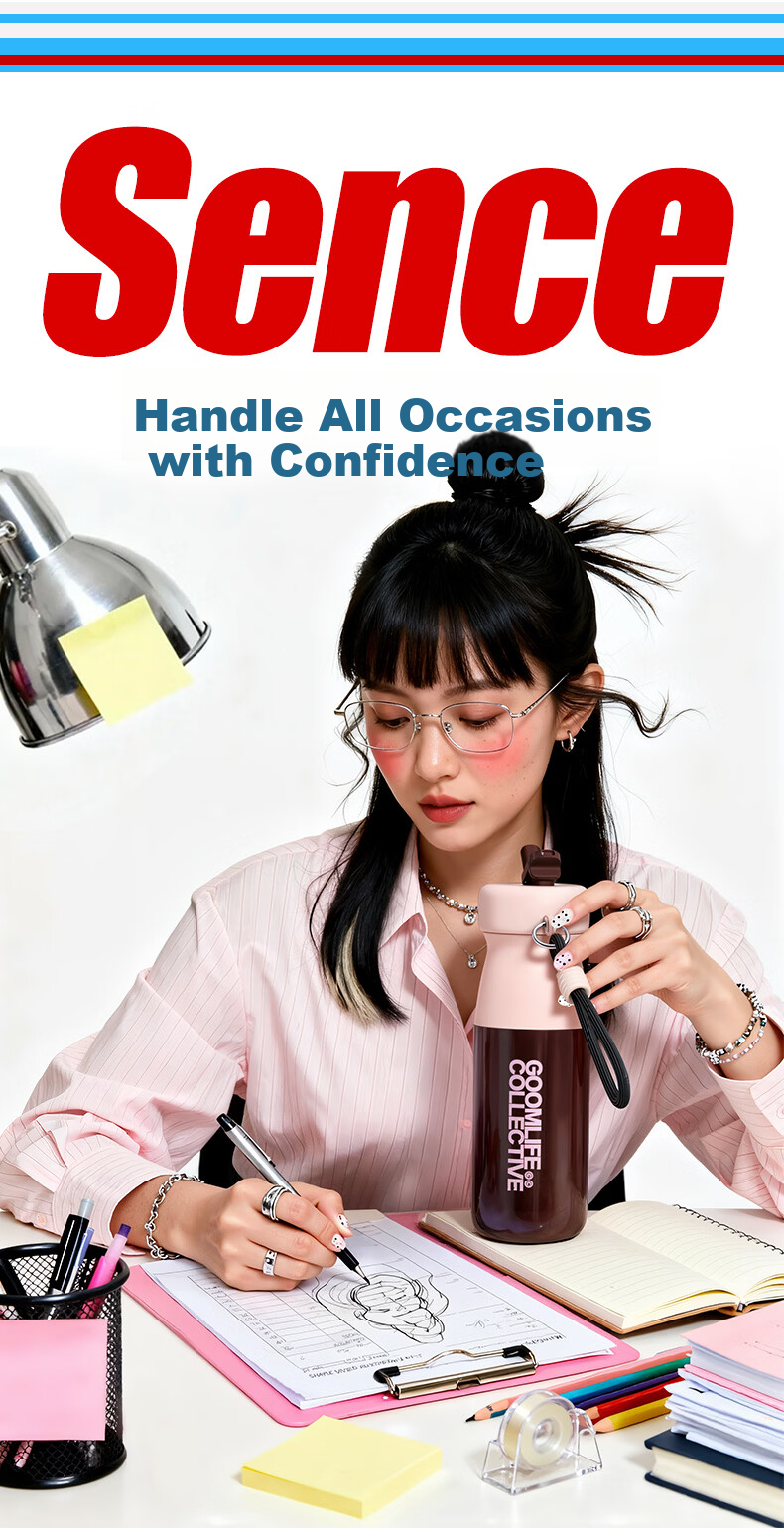 GOOM Double Drinking Sports Insulated Bottle Fitness Straw Cup Portable Car Cup Student Water Bottle 580ml Milk Candy Coffee 8
