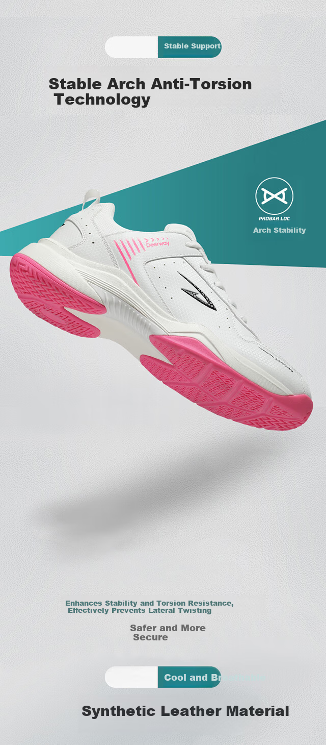 DEERWAY Badminton Shoes Youth Adult Universal Casual Soft Sole Non-Slip Sports Leisure Shoes Black Size 40 5