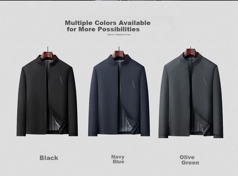 Woodpecker [Comfortable and Crisp] Stand Collar Men's Jacket Summer Business Casual Windproof Blazer Coat Black 4XL 4