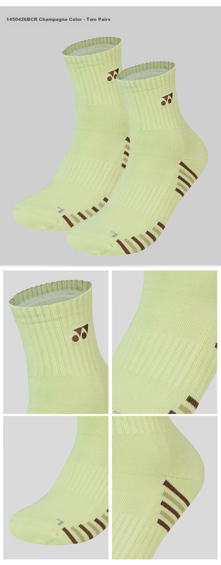 YONEX Badminton Socks Comfortable Breathable Sweat-Absorbing Terry Sole Running Professional Sports Socks Men 1450426BCR White 2 Pairs Pack 6