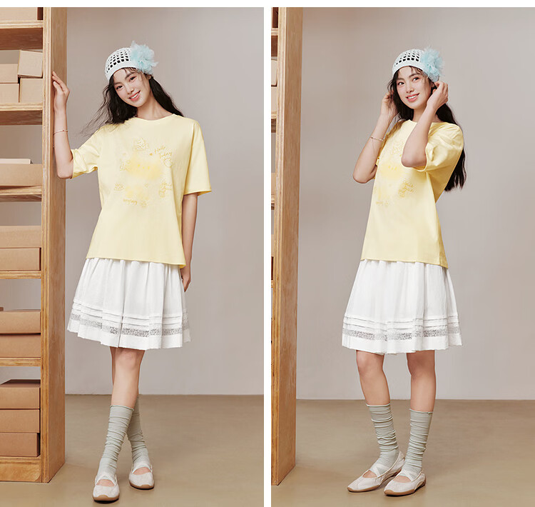 Semir Women's Summer Short Sleeve T-Shirt Mid-Length Loose Cartoon Print Cute Niche Top 10A326100004 2026 15